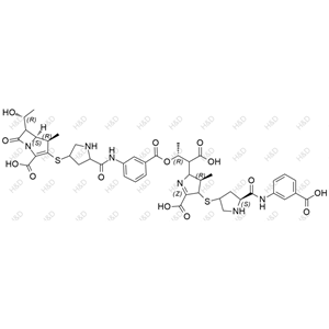 厄他培南雜質(zhì)52,(4R,5S)-3-((5-((3-((((2R)-1-carboxy-1-((3R)-5-carboxy-4-(((5S)-5-((3-carboxyphenyl)carbamoyl)pyrrolidin-3-yl)thio)-3-methyl-3,4-dihydro-2H-pyrrol-2-yl)propan-2-yl)oxy)carbonyl)phenyl)carbamoyl)pyrrolidin-3-yl)thio)-6-((R)-1-hydroxyethyl)-4-methyl-7-oxo-1-azabicyclo[3.2.0]hept-2-ene-2-carboxylic acid