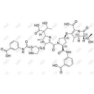 厄他培南雜質56,(5S,6S)-3-(((3S,5S)-1-((3R)-2-(1-carboxy-2-hydroxypropyl)-4-(((3S,5S)-5-((3-carboxyphenyl)carbamoyl)pyrrolidin-3-yl)thio)-3-methyl-3,4-dihydro-2H-pyrrole-5-carbonyl)-5-((3-carboxyphenyl)carbamoyl)pyrrolidin-3-yl)thio)-6-((R)-1-hydroxyethyl)-4-methyl-7-oxo-1-azabicyclo[3.2.0]hept-2-ene-2-carboxylic acid