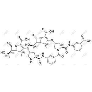 厄他培南雜質(zhì)63,(4R,6S)-3-(((5S)-5-((3-((2S)-4-(((4R)-2-carboxy-6-((R)-1-hydroxyethyl)-4-methyl-7-oxo-1-azabicyclo[3.2.0]hept-2-en-3-yl)thio)-2-((3-carboxyphenyl)carbamoyl)pyrrolidine-1-carbonyl)phenyl)carbamoyl)pyrrolidin-3-yl)thio)-6-((S)-1-hydroxyethyl)-4-methyl-7-oxo-1-azabicyclo[3.2.0]hept-2-ene-2-carboxylic acid