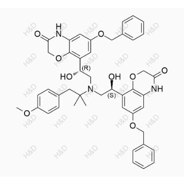 奧達特羅雜質(zhì)39,8,8'-((1R,1'S)-((1-(4-methoxyphenyl)-2-methylpropan-2-yl)azanediyl)bis(1-hydroxyethane-2,1-diyl))bis(6-(benzyloxy)-2H-benzo[b][1,4]oxazin-3(4H)-one)