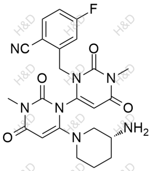 曲格列汀雜質(zhì)2,(R)-2-((6-(3-aminopiperidin-1-yl)-1',3-dimethyl-2,2',4,6'-tetraoxo-1',3,4,6'-tetrahydro-2H-[1,4'-bipyrimidin]-3'(2'H)-yl)methyl)-4-fluorobenzonitrile