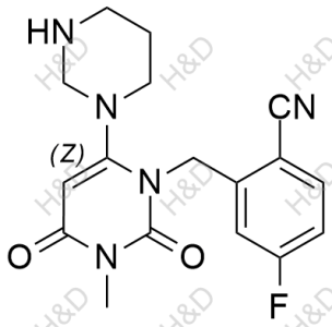 曲格列汀雜質(zhì)29,4-fluoro-2-((3-methyl-2,4-dioxo-6-(tetrahydropyrimidin-1(2H)-yl)-3,4-dihydropyrimidin-1(2H)-yl)methyl)benzonitrile