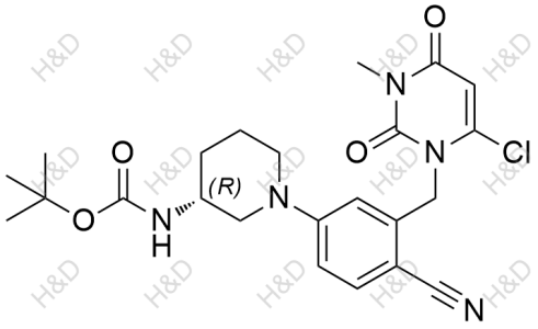 曲格列汀雜質(zhì)45,(R)-tert-butyl (1-(3-((6-chloro-3-methyl-2,4-dioxo-3,4-dihydropyrimidin-1(2H)-yl)methyl)-4-cyanophenyl)piperidin-3-yl)carbamate