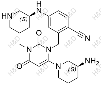 曲格列汀雜質(zhì)48,2-((6-((S)-3-aminopiperidin-1-yl)-3-methyl-2,4-dioxo-3,4-dihydropyrimidin-1(2H)-yl)methyl)-4-((S)-piperidin-3-ylamino)benzonitrile