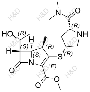 美羅培南雜質(zhì)1,(4R,5S,6S)-methyl 3-(((3R,5R)-5-(dimethylcarbamoyl)pyrrolidin-3-yl)thio)-6-((R)-1-hydroxyethyl)-4-methyl-7-oxo-1-azabicyclo[3.2.0]hept-2-ene-2-carboxylate