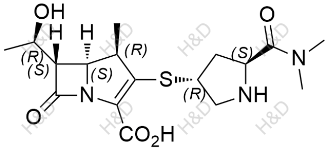 美羅培南雜質(zhì)5,(4R,5S,6S)-3-(((3R,5S)-5-(dimethylcarbamoyl)pyrrolidin-3-yl)thio)-6-((R)-1-hydroxyethyl)-4-methyl-7-oxo-1-azabicyclo[3.2.0]hept-2-ene-2-carboxylic acid