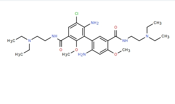 甲氧氯普胺雜質(zhì)34,[1,1'-Biphenyl]-3,3'-dicarboxamide, 6,6'-diamino-5-chloro-N3,N3'-bis[2-(diethylamino)ethyl]-2,4'-dimethoxy-