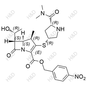 美羅培南雜質(zhì)2,(4R,5S,6S)-4-nitrobenzyl 3-(((3R,5R)-5-(dimethylcarbamoyl)pyrrolidin-3-yl)thio)-6-((R)-1-hydroxyethyl)-4-methyl-7-oxo-1-azabicyclo[3.2.0]hept-2-ene-2-carboxylate