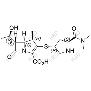 美羅培南雜質(zhì)5,(4R,5S,6S)-3-(((3R,5S)-5-(dimethylcarbamoyl)pyrrolidin-3-yl)thio)-6-((R)-1-hydroxyethyl)-4-methyl-7-oxo-1-azabicyclo[3.2.0]hept-2-ene-2-carboxylic acid