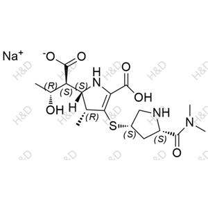 美羅培南EP雜質(zhì)A(鈉鹽）,sodium (2S,3R)-2-((2S,3R)-5-carboxy-4-(((3S,5S)-5-(dimethylcarbamoyl)pyrrolidin-3-yl)thio)-3-methyl-2,3-dihydro-1H-pyrrol-2-yl)-3-hydroxybutanoate