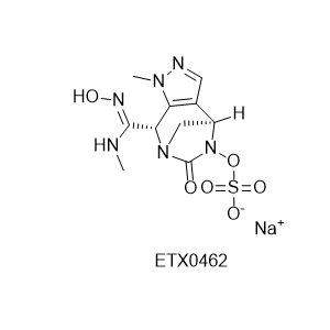 ETX0462,sodium (4R,8S)-8-((Z)-N'-hydroxy-N-methylcarbamimidoyl)-1-methyl-6-oxo-4,8-dihydro-1H-4,7-methanopyrazolo[3,4-e][1,3]diazepin-5(6H)-yl sulfate