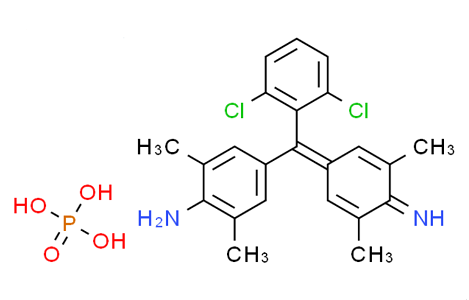 染料藍15,4-[(2,6-dichlorophenyl)(4-imino-3,5-dimethylcyclohexa-2,5-dien-1-ylidene)methyl]-2,6-xylidine phosphate (1:1)