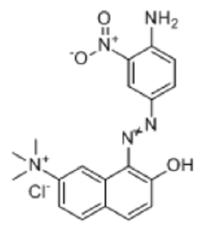 堿性棕 17,8-((4-Amino-2-nitrophenyl)diazenyl)-7-hydroxy-N,N,N-trimethylnaphthalen-2-aminium chloride