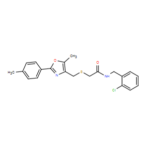 N-(2-Chlorobenzyl)-2-(((5-methyl-2-(p-tolyl)oxazol-4-yl)methyl)thio)acetamide,N-(2-Chlorobenzyl)-2-(((5-methyl-2-(p-tolyl)oxazol-4-yl)methyl)thio)acetamide