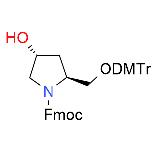 1-吡咯烷羧酸,2-[[雙(4-甲氧基苯基)苯基甲氧基]甲基]-4-羥基-,9H-芴-9-基甲酯,(2S,4R)-,1-Pyrrolidinecarboxylic acid, 2-[[bis(4-methoxyphenyl)phenylmethoxy]methyl]-4-hydroxy-, 9H-fluoren-9-ylmethyl ester, (2S,4R)-