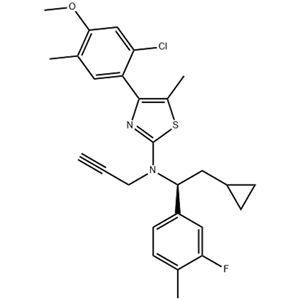 CRINECERFONT、化合物 T31095,4-(2-chloro-4-Methoxy-5-Methyl-phenyl)-N-[(1S)-2-cyclopropyl-1-(3-fluoro-4-Methyl-phenyl)ethyl]-5-Methyl-N-prop-2-ynyl-1,3-thiazol-2-aMine