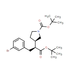 (S)-3-(3-溴苯基)-2-[(R)-1-BOC-3-吡咯烷基]丙酸叔丁酯,3-Pyrrolidineacetic acid, α-[(3-bromophenyl)methyl]-1-[(1,1-dimethylethoxy)carbonyl]-, 1,1-dimethylethyl ester, (αS,3R)-