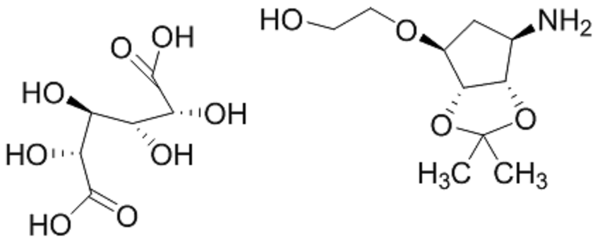 2-[[(3aR,4S,6R,6aS)-6-氨基四氫-2,2-二甲基-4H-環(huán)戊并-1,3-二惡茂-4-基]氧基]-乙醇?(2R,3R)-2,3-二羥基丁二酸鹽,2-((3aR,4S,6R,6aS)-6-amino-2,2-dimethyltetrahydro-3aH-cyclopenta[d][1,3]dioxol-4-yloxy)ethanol L-tataric acid