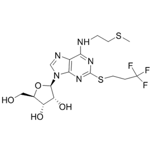 N6-(2-甲硫基乙基)?-2-(3,3,3-三氟丙硫基)腺苷,(2R,3S,4R,5R)-2-(hydroxyMethyl)-5-(6-((2-(Methylthio)ethyl)aMino)-2-((3,3,3-trifluoropropyl)thio)-9H-purin-9-yl)tetrahydrofuran-3,4-diol