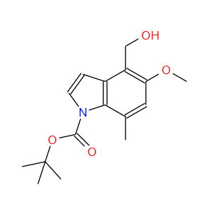 4-(羥甲基)-5-甲氧基-7-甲基-1H-吲哚-1-甲酸叔丁酯,1H-Indole-1-carboxylic acid, 4-(hydroxymethyl)-5-methoxy-7-methyl-, 1,1-dimethylethyl ester