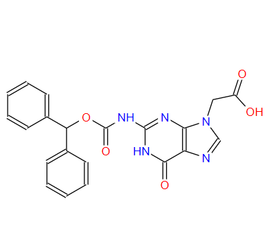 2-(2-(二苯甲基氧羰酰胺)-6-氧-1H-嘌呤-9(6H)-基)乙酸,(2-BENZHYDRYLOXYCARBONYLAMINO-6-OXO-1,6-DIHYDRO-PURIN-9-YL)-ACETIC ACID