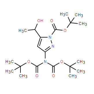 3-((二叔丁氧基羰基)氨基)-5-(1-羟乙基)-1H-吡唑-1-甲酸叔丁酯,tert-Butyl 3-((di-tert-butoxycarbonyl)amino)-5-(1-hydroxyethyl)-1H-pyrazole-1-carboxylate