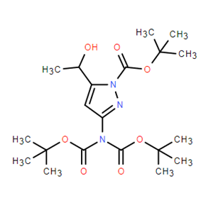 3-((二叔丁氧基羰基)氨基)-5-(1-羥乙基)-1H-吡唑-1-甲酸叔丁酯