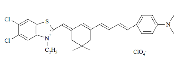 Benzothiazolium, 5,6-dichloro-2-[[3-[4-[4-(dimethylamino)phenyl]-1,3-butadienyl]-5,5-dimethyl2-cyclohexen-1-ylidene]methyl]-3-ethyl perchlorate,5,6-dichloro-2[8-(p-dimethylaminophenyl)-2,4-neopentylene-1,3,5,7-octatetraenyl]-3-ethylbenzothiazolium   perchlorate