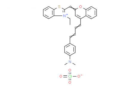 Benzothiazolium, 2-[[4-[4-[4-(dimethylamino)phenyl]-1,3-butadien-1-yl]-2H-1-benzopyran-2-ylidene]methyl]-3-ethyl-, perchlorate (1:1),Benzothiazolium, 2-[[4-[4-[4-(dimethylamino)phenyl]-1,3-butadien-1-yl]-2H-1-benzopyran-2-ylidene]methyl]-3-ethyl-, perchlorate (1:1)