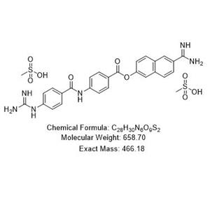 6-氨基甲酰萘-2-基-4-（4-胍基苯甲酰胺）苯甲酸酯（甲磺酸鹽）,6-Carbamoylnaphthalene-2-yl-4-(4-guanidinylbenzamide)benzoate (methanesulfonate)