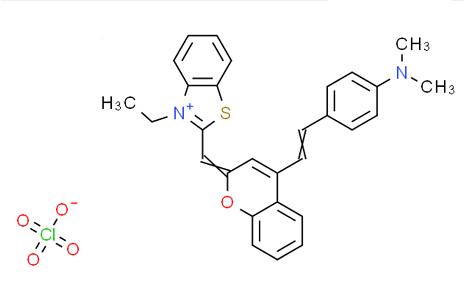 Benzothiazolium, 2-[[4-[2-[4-(dimethylamino)phenyl]ethenyl]-2H-1-benzopyran-2-ylidene]methyl]-3-ethyl-, perchlorate (1:1),Benzothiazolium, 2-[[4-[2-[4-(dimethylamino)phenyl]ethenyl]-2H-1-benzopyran-2-ylidene]methyl]-3-ethyl-, perchlorate (1:1)