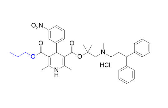 樂卡地平雜質(zhì) 08,3-(1-((3,3-diphenylpropyl)(methyl)amino)-2-methylpropan-2-yl)5-propyl2,6-dimethyl-4-(3-nitrophenyl)-1,4-dihydropyridine-3,5-dicarboxylate hydrochloride