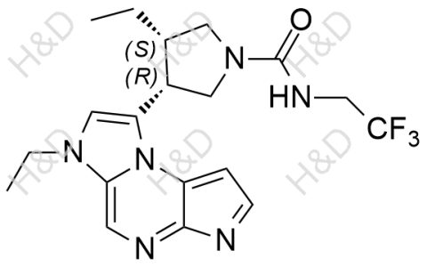 烏帕替尼雜質(zhì)8,(3S,4R)-3-ethyl-4-(6-ethyl-6H-imidazo[1,2-a]pyrrolo[2,3-e]pyrazin-8-yl)-N-(2,2,2-trifluoroethyl)pyrrolidine-1-carboxamide