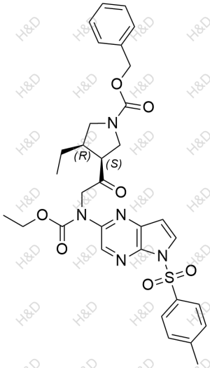 乌帕替尼杂质24,(3S,4R)-benzyl 3-(2-((ethoxycarbonyl)(5-tosyl-5H-pyrrolo[2,3-b]pyrazin-2-yl)amino)acetyl)-4-ethylpyrrolidine-1-carboxylate