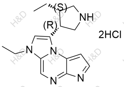 烏帕替尼雜質(zhì)34(雙鹽酸鹽),6-ethyl-8-((3R,4S)-4-ethylpyrrolidin-3-yl)-6H-imidazo[1,2-a]pyrrolo[2,3-e]pyrazine dihydrochloride