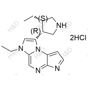 烏帕替尼雜質(zhì)34(雙鹽酸鹽),6-ethyl-8-((3R,4S)-4-ethylpyrrolidin-3-yl)-6H-imidazo[1,2-a]pyrrolo[2,3-e]pyrazine dihydrochloride