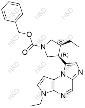 烏帕替尼雜質(zhì)91,(3S,4R)-benzyl 3-ethyl-4-(3-ethyl-3H-imidazo[1,2-a]pyrrolo[2,3-e]pyrazin-8-yl)pyrrolidine-1-carboxylate