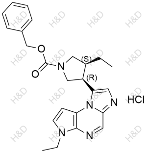 烏帕替尼雜質(zhì)91(鹽酸鹽),(3S,4R)-benzyl 3-ethyl-4-(3-ethyl-3H-imidazo[1,2-a]pyrrolo[2,3-e]pyrazin-8-yl)pyrrolidine-1-carboxylate hydrochloride