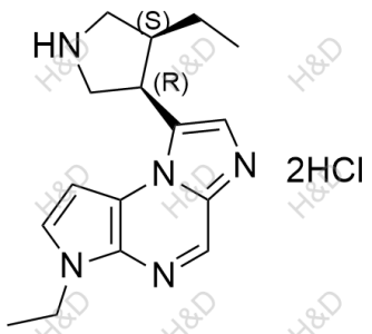 烏帕替尼雜質(zhì)92(雙鹽酸鹽),3-ethyl-8-((3R,4S)-4-ethylpyrrolidin-3-yl)-3H-imidazo[1,2-a]pyrrolo[2,3-e]pyrazine dihydrochloride