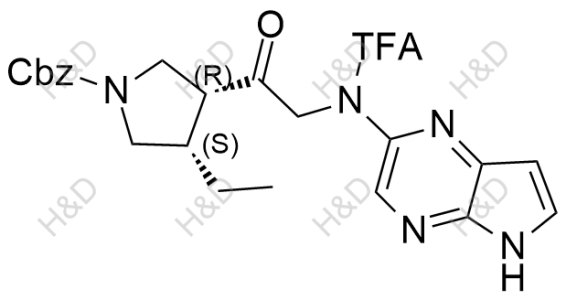 烏帕替尼雜質(zhì)121,(3S,4R)-benzyl 3-ethyl-4-(2-(2,2,2-trifluoro-N-(5H-pyrrolo[2,3-b]pyrazin-2-yl)acetamido)acetyl)pyrrolidine-1-carboxylate