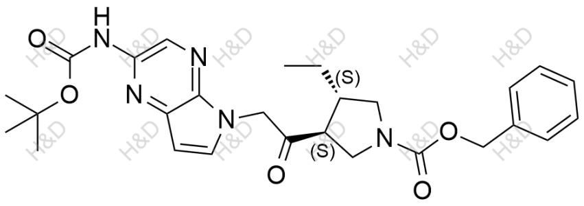 烏帕替尼雜質(zhì)127,(3S,4S)-benzyl 3-(2-(2-((tert-butoxycarbonyl)amino)-5H-pyrrolo[2,3-b]pyrazin-5-yl)acetyl)-4-ethylpyrrolidine-1-carboxylate