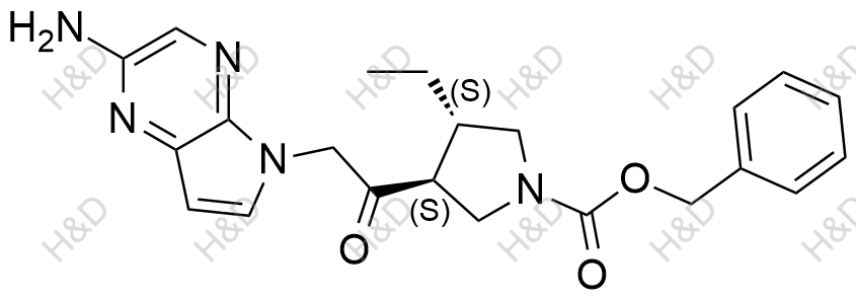 乌帕替尼杂质129,(3S,4S)-benzyl 3-(2-(2-amino-5H-pyrrolo[2,3-b]pyrazin-5-yl)acetyl)-4-ethylpyrrolidine-1-carboxylate
