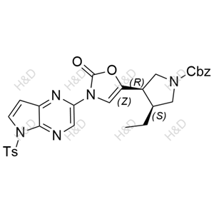 烏帕替尼雜質(zhì)115,(3S,4R)-benzyl 3-ethyl-4-(2-oxo-3-(5-tosyl-5H-pyrrolo[2,3-b]pyrazin-2-yl)-2,3-dihydrooxazol-5-yl)pyrrolidine-1-carboxylate