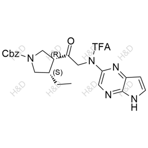 烏帕替尼雜質(zhì)121,(3S,4R)-benzyl 3-ethyl-4-(2-(2,2,2-trifluoro-N-(5H-pyrrolo[2,3-b]pyrazin-2-yl)acetamido)acetyl)pyrrolidine-1-carboxylate