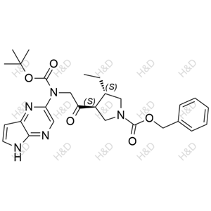 烏帕替尼雜質(zhì)133,(3S,4S)-benzyl 3-(2-((tert-butoxycarbonyl)(5H-pyrrolo[2,3-b]pyrazin-2-yl)amino)acetyl)-4-ethylpyrrolidine-1-carboxylate