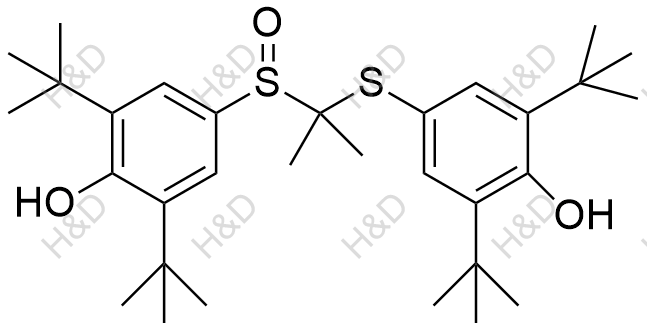 普羅布考雜質(zhì)19,2,6-di-tert-butyl-4-((2-((3,5-di-tert-butyl-4-hydroxyphenyl)sulfinyl)propan-2-yl)thio)phenol