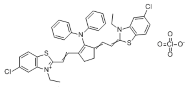 5-氯-2-[2-[3-[5-氯-3-乙基-2(3H)-苯并噻唑亚基乙亚基]-2-(二苯基氨基)-1-环戊烯-1-基]乙烯基]-3-乙基苯并噻唑鎓高氯酸盐,Benzothiazolium, 5-chloro-2-(2-(3-((5-chloro-3-ethyl-2(3H)-benzothiazolylidene)ethylidene)-2-(diphenylamino)-1-cyclopenten-1-yl)ethenyl)-3-ethyl-, perchlorate