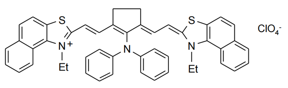 IR 143,2-{2-[2-(diphenylamino)-3-(2-{1-ethyl-1H,2H-napht ho[1,2-d][1,3]thiazol-2-ylidene}ethylidene)cyclope nt-1-en-1-yl]ethenyl}-1-ethylnaphtho[1,2-d][1,3]thi azol-1-ium perchlorate