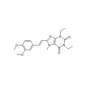 伊曲茶堿,8-[(E)-2-(3,4-dimethoxyphenyl)ethenyl]-1,3-diethyl-7-methyl-purine-2,6 -dione