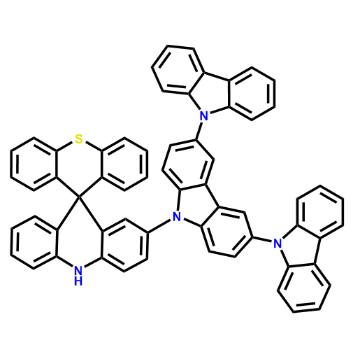 2-(9'H-[9,3':6',9''-tercarbazol]-9'-yl)-10H-spiro[acridine-9,9'-thioxanthene],2-(9'H-[9,3':6',9''-tercarbazol]-9'-yl)-10H-spiro[acridine-9,9'-thioxanthene]